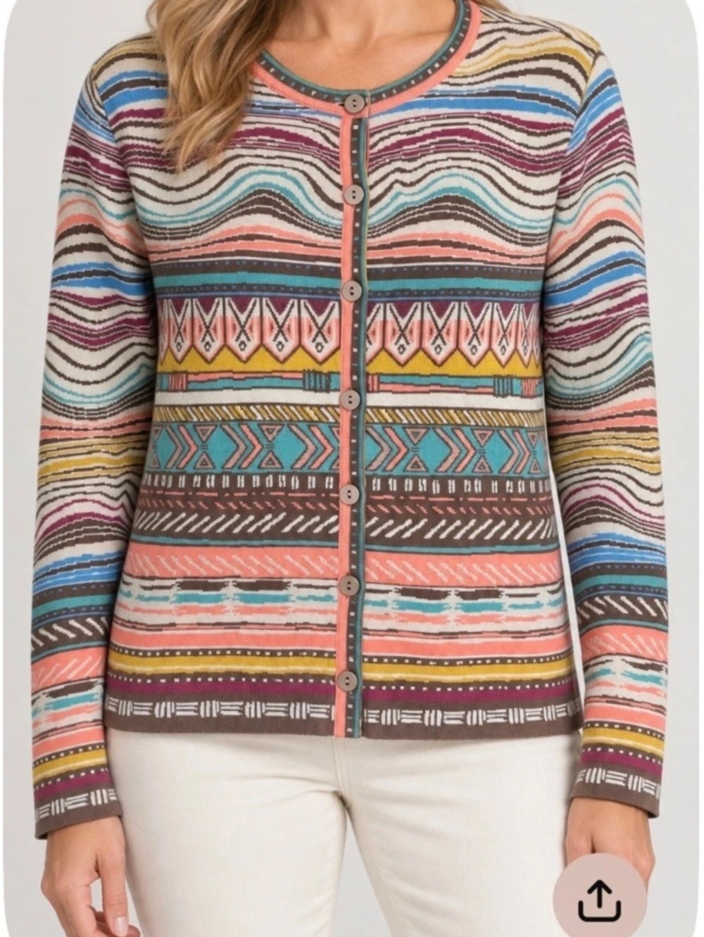 Ivko Description Cardigan Geometric Cotton Cardigan XL Like New Size EU 42/ US12